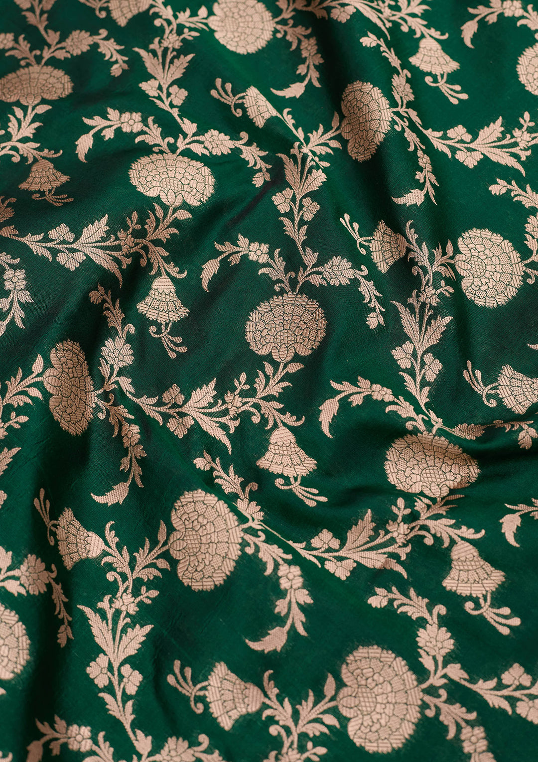 Bottle Green Zariwork Pure Silk Saree