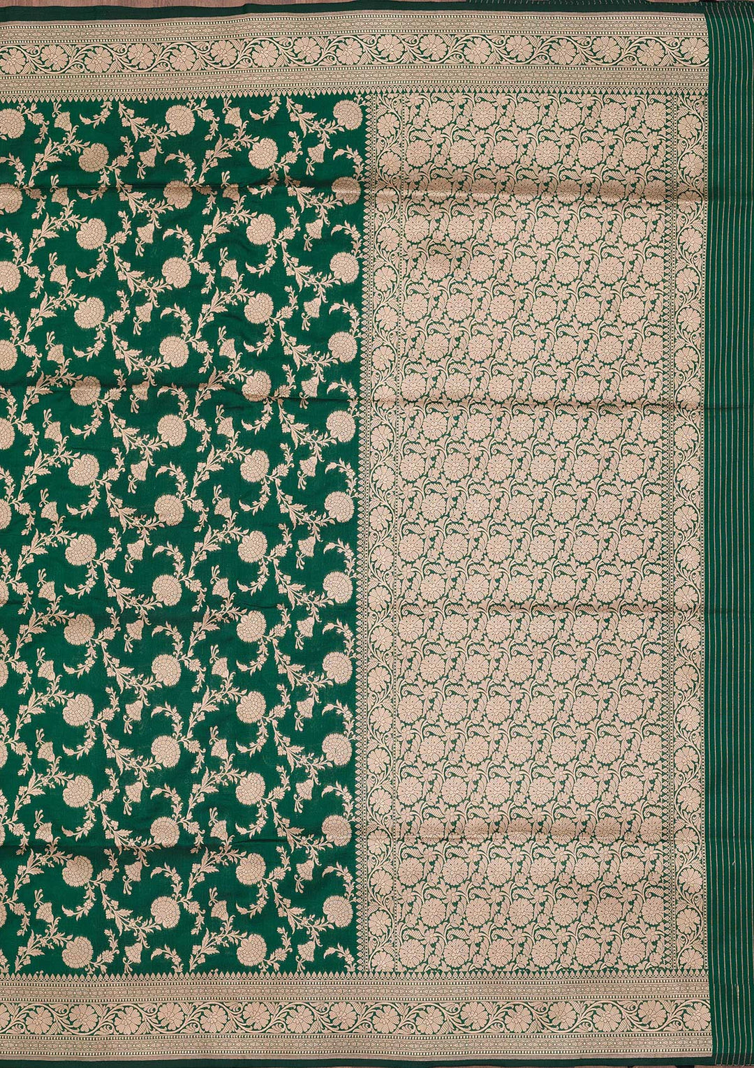 Bottle Green Zariwork Pure Silk Saree