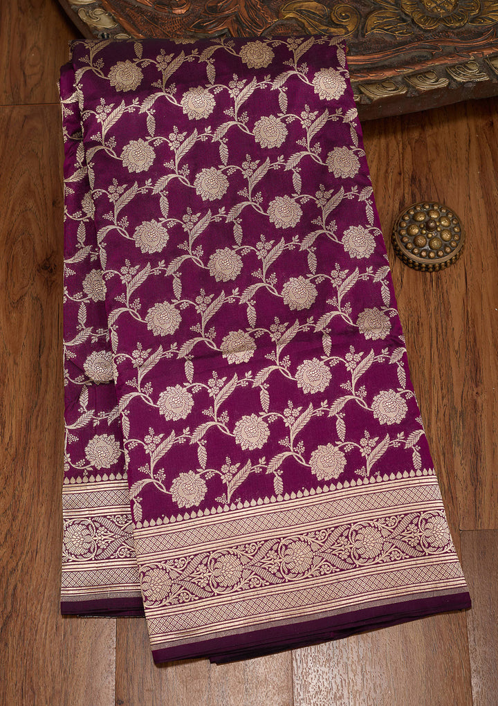 Wine Zariwork Pure Silk Saree