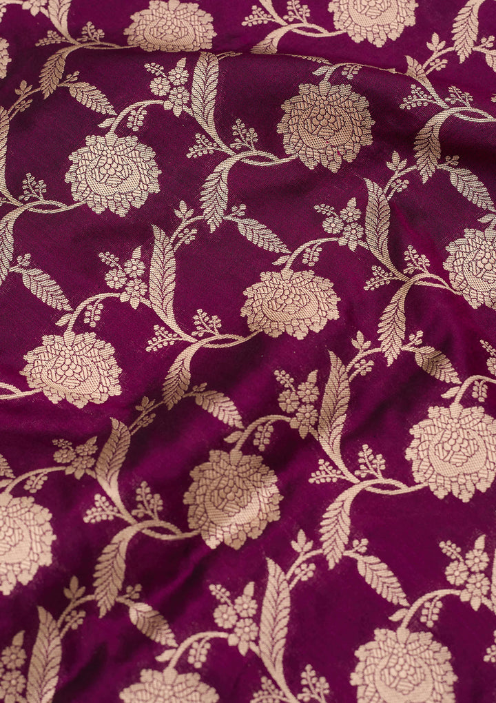 Wine Zariwork Pure Silk Saree