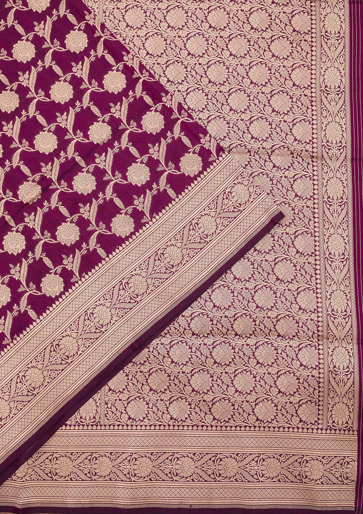 Wine Zariwork Pure Silk Saree