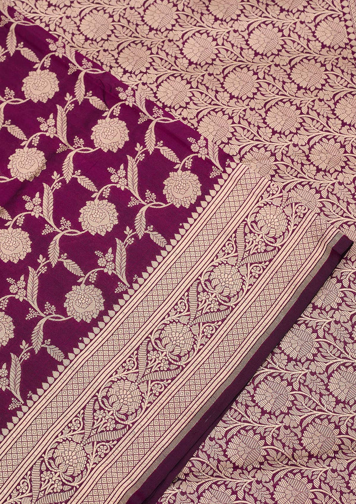 Wine Zariwork Pure Silk Saree