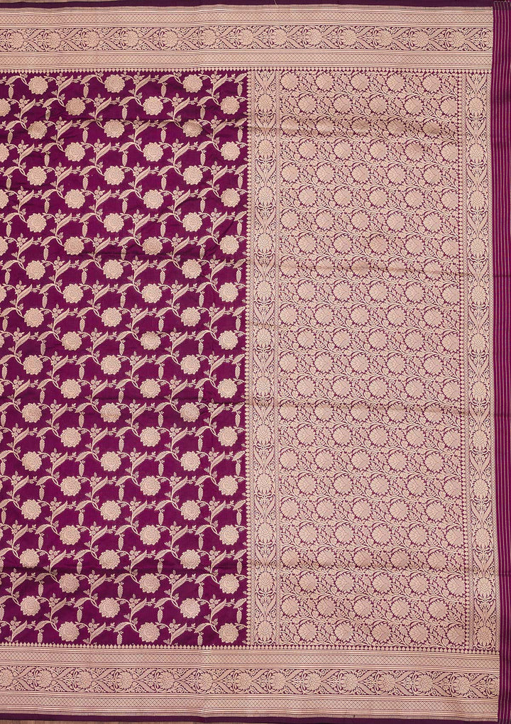 Wine Zariwork Pure Silk Saree
