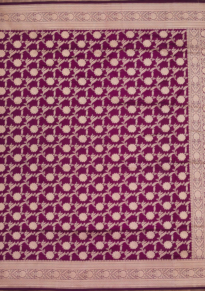 Wine Zariwork Pure Silk Saree