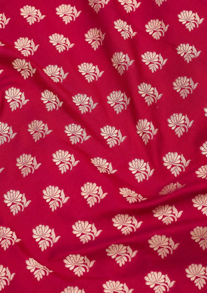 Magenta Pink Zariwork Pure Silk Saree
