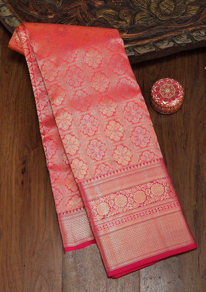 Rani Pink Zariwork Pure Silk Saree