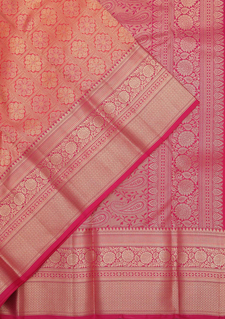 Rani Pink Zariwork Pure Silk Saree