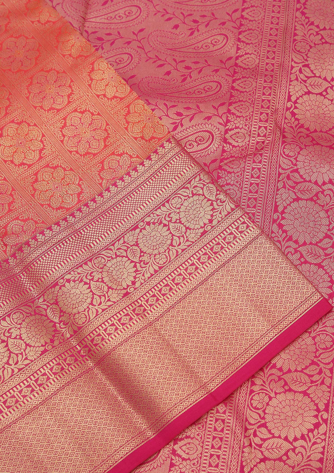 Rani Pink Zariwork Pure Silk Saree