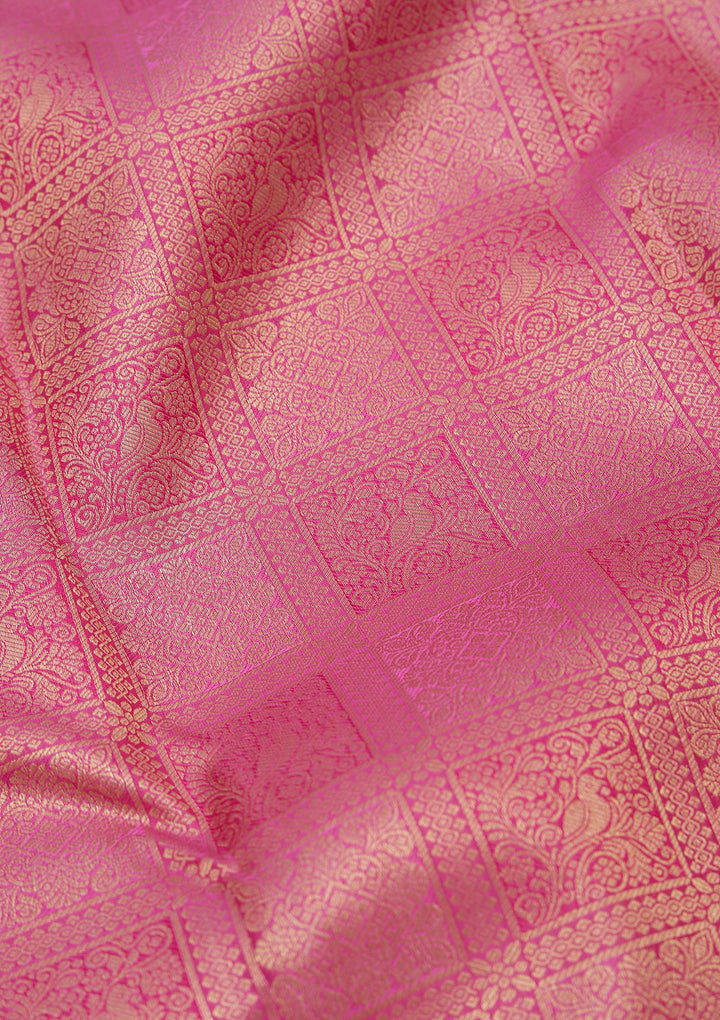 Onion Pink Zariwork Pure Silk Saree