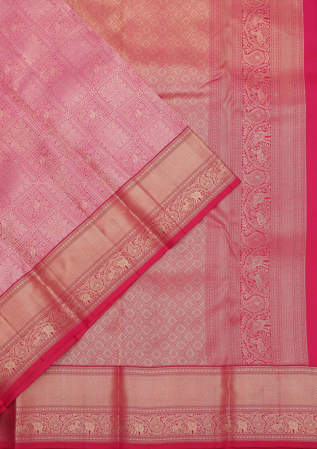 Onion Pink Zariwork Pure Silk Saree