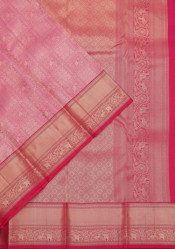 Onion Pink Zariwork Pure Silk Saree