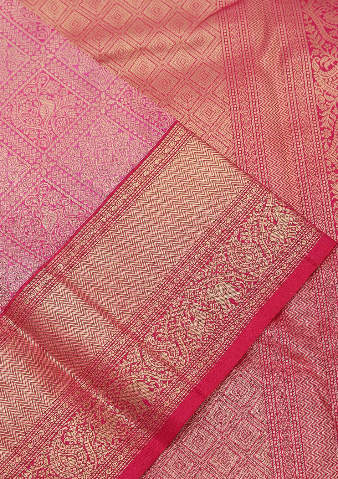 Onion Pink Zariwork Pure Silk Saree