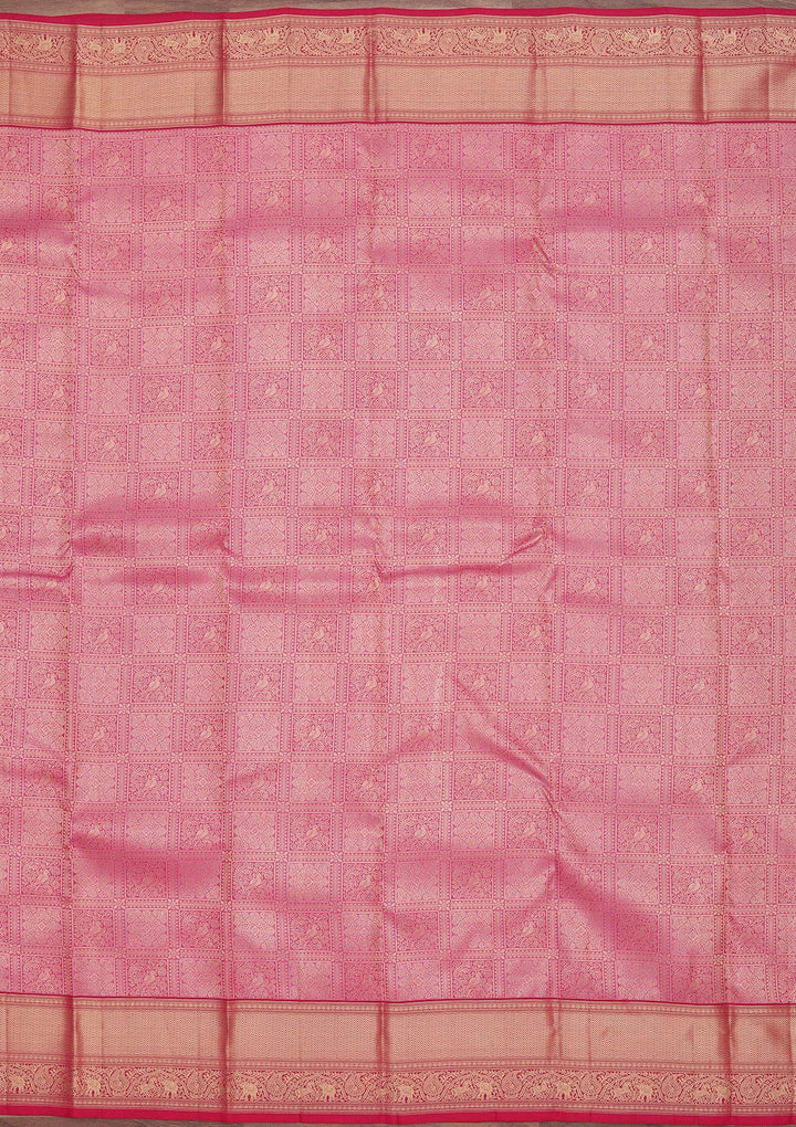 Onion Pink Zariwork Pure Silk Saree