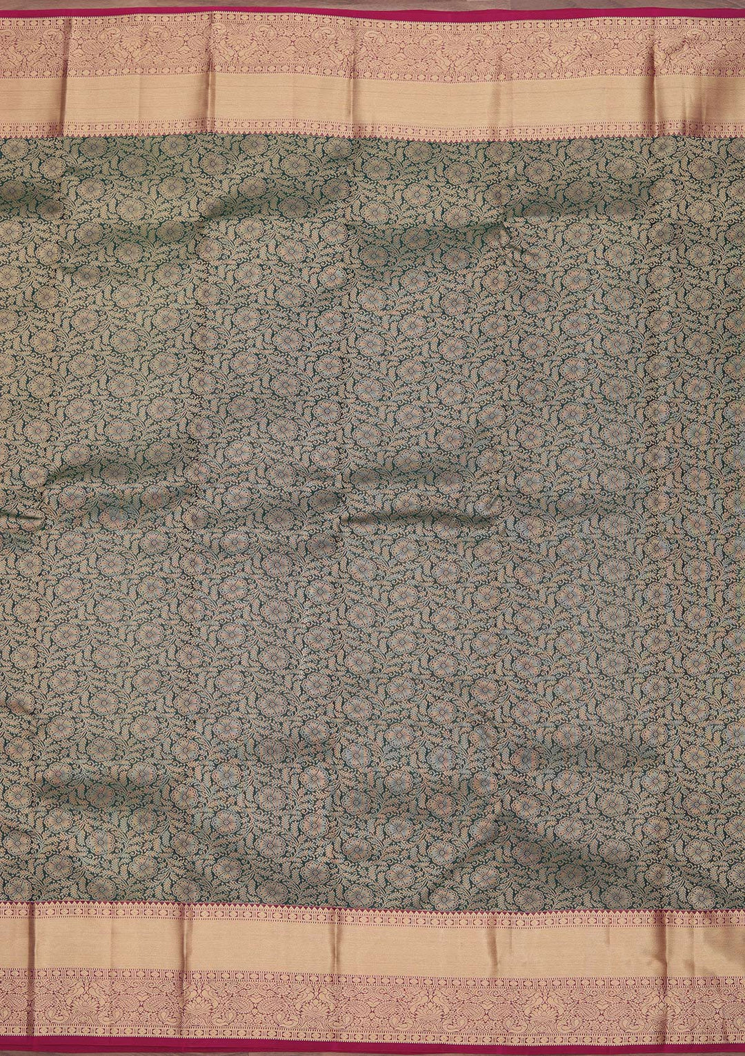 Bottle Green Zariwork Pure Silk Saree