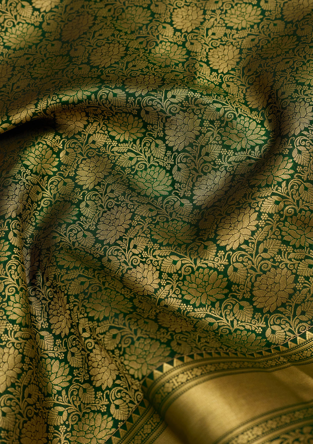 Bottle Green Zariwork (Gold) Silk Silk Saree