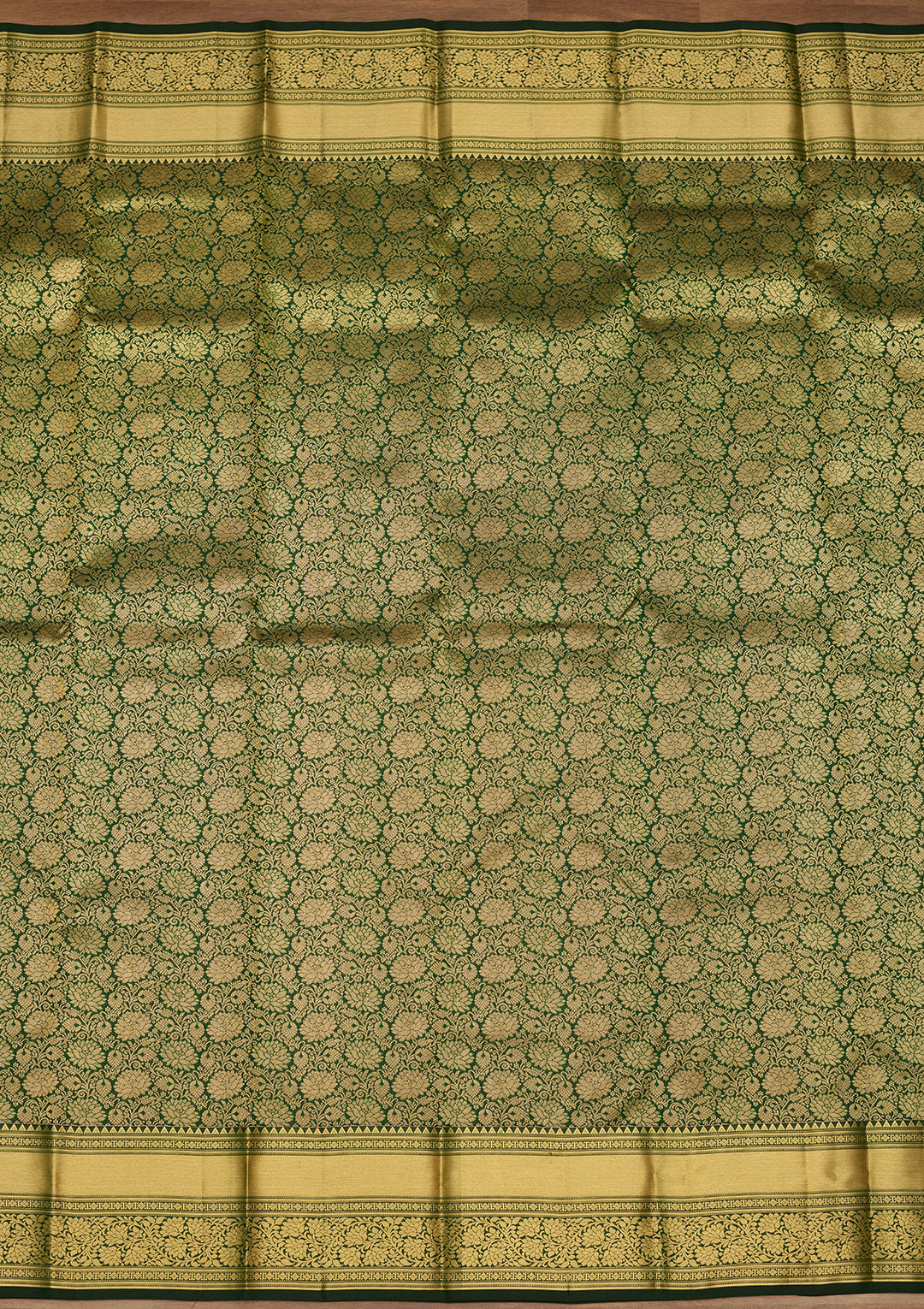 Bottle Green Zariwork (Gold) Silk Silk Saree