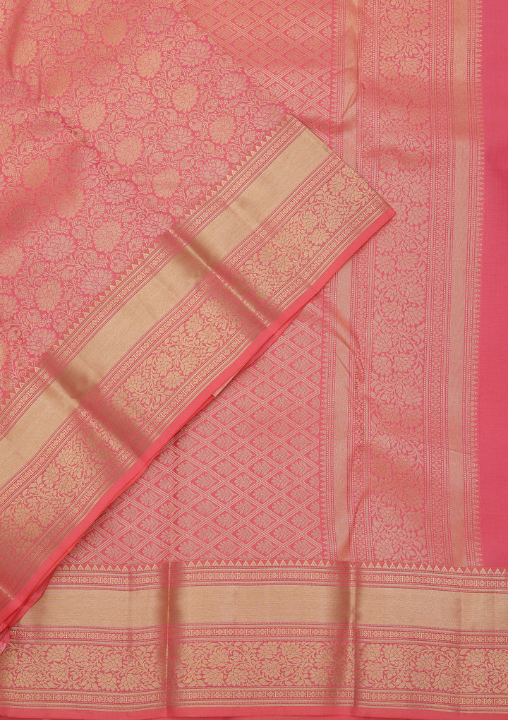 Onion Pink Zariwork Pure Silk Saree
