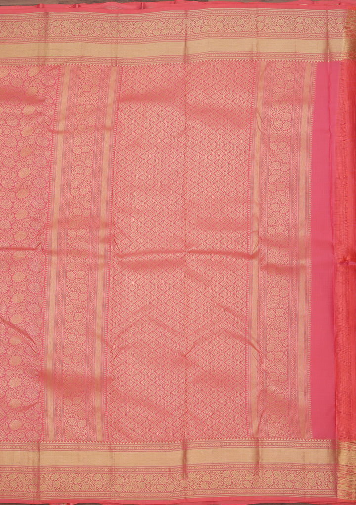 Onion Pink Zariwork Pure Silk Saree