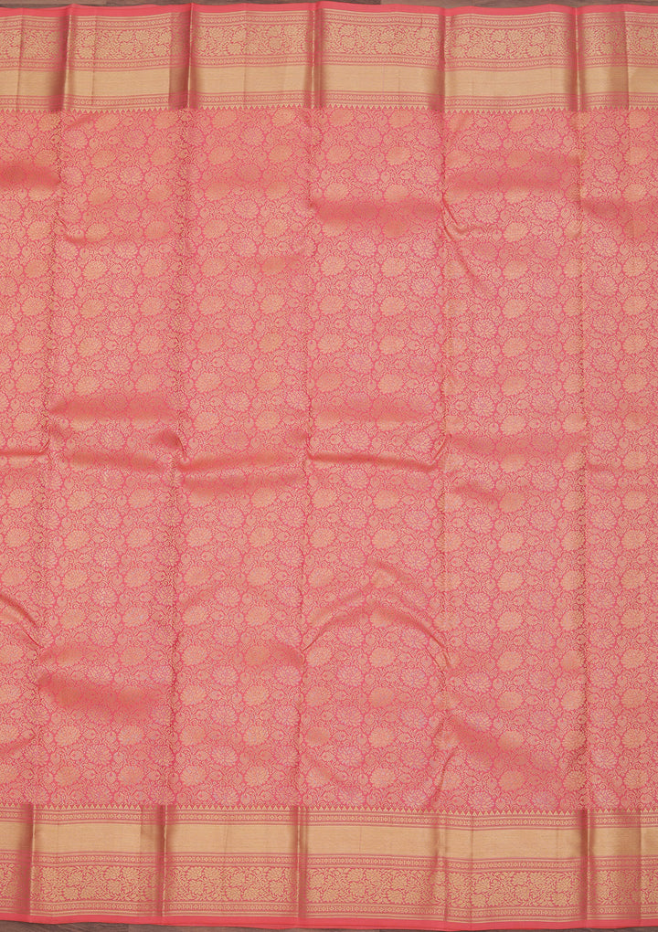 Onion Pink Zariwork Pure Silk Saree