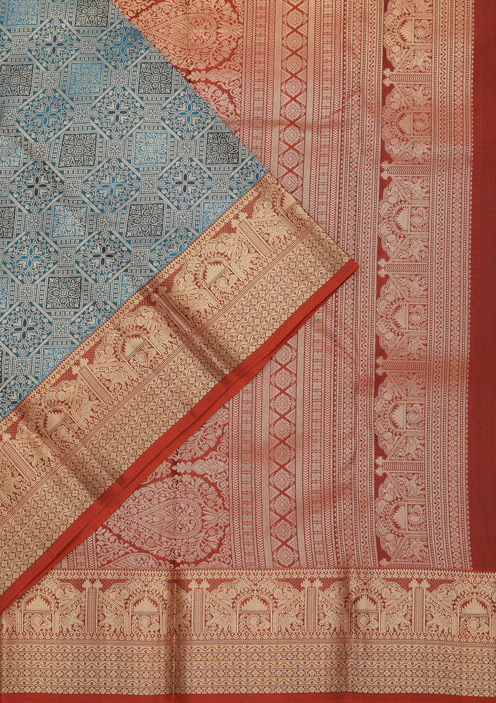 Peacock Green Zariwork Pure Silk Saree