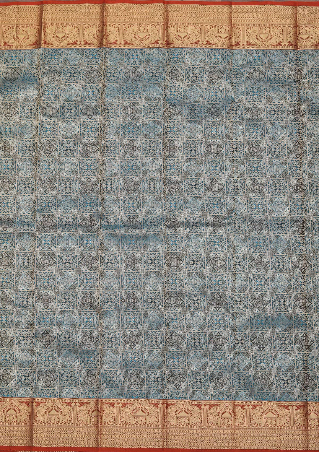 Peacock Green Zariwork Pure Silk Saree