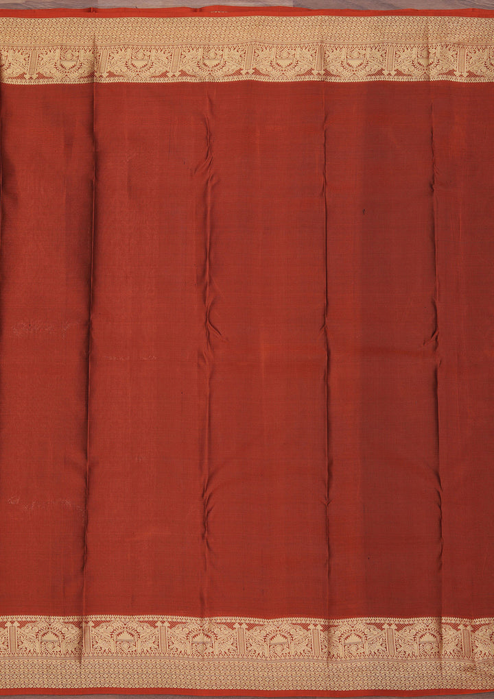 Peacock Green Zariwork Pure Silk Saree