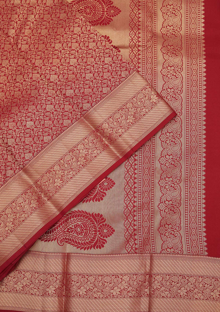 Maroon Zariwork Pure Silk Saree
