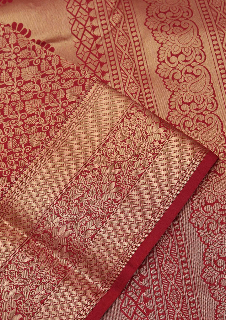 Maroon Zariwork Pure Silk Saree