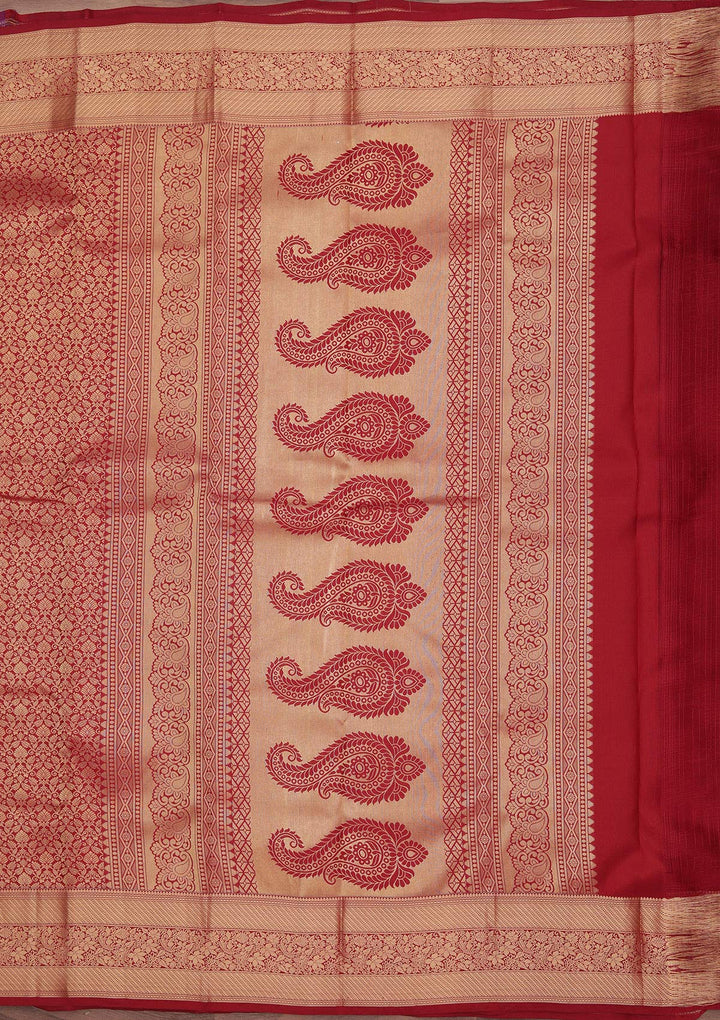 Maroon Zariwork Pure Silk Saree