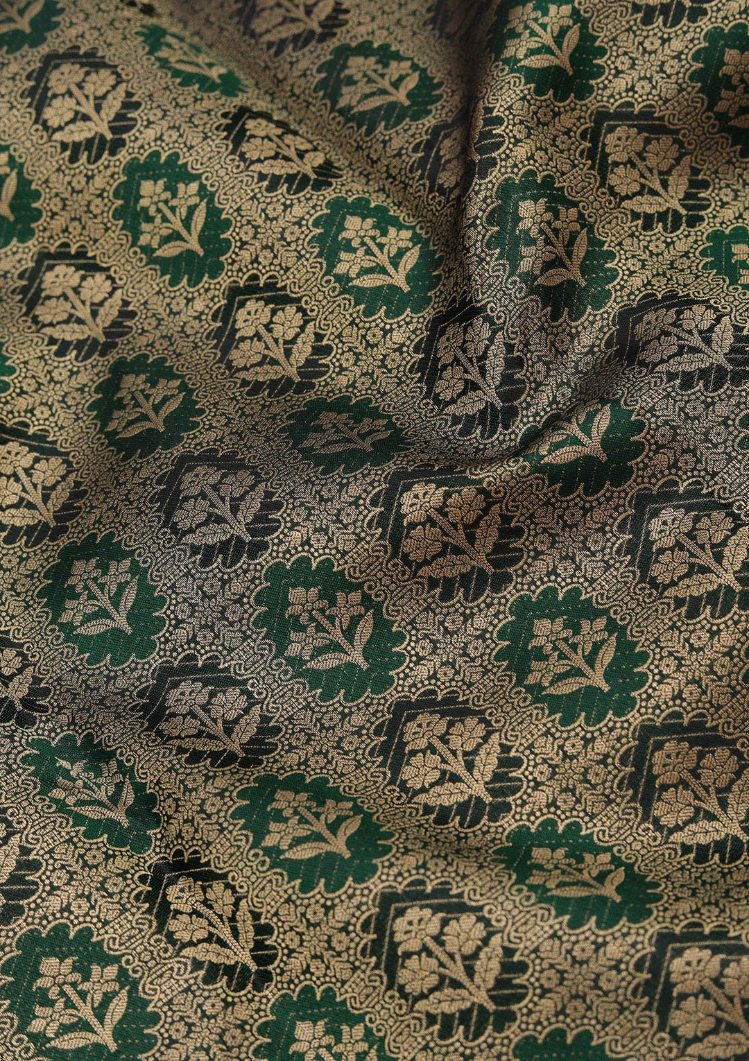 Bottle Green Zariwork Pure Silk Saree