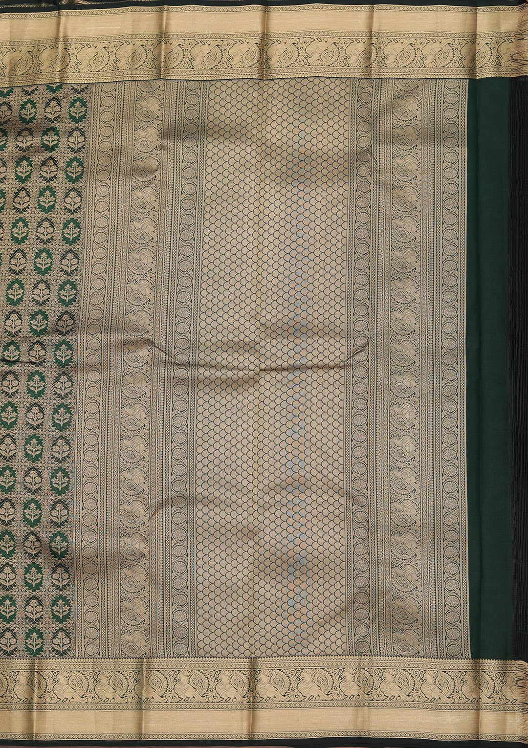 Bottle Green Zariwork Pure Silk Saree