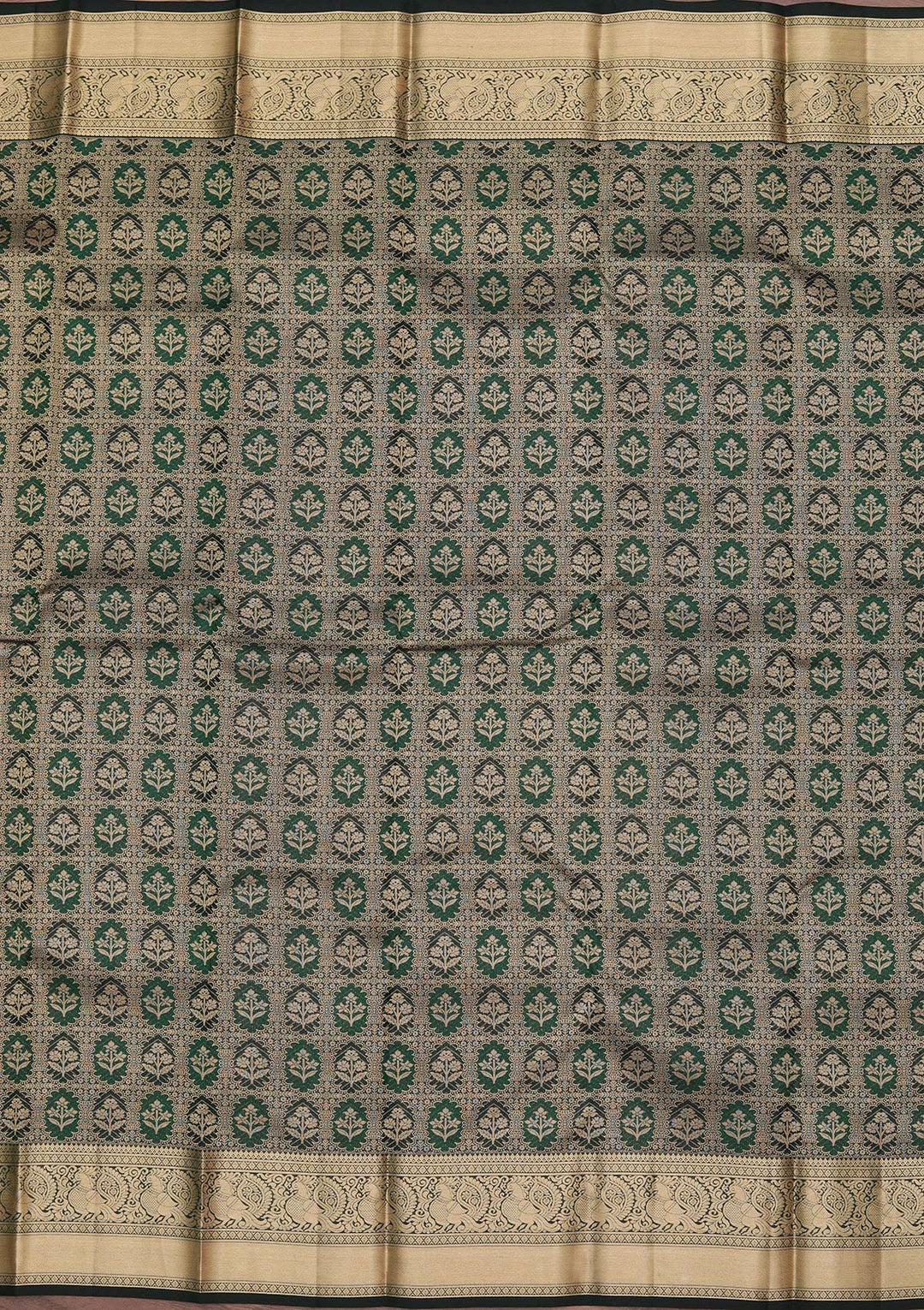 Bottle Green Zariwork Pure Silk Saree