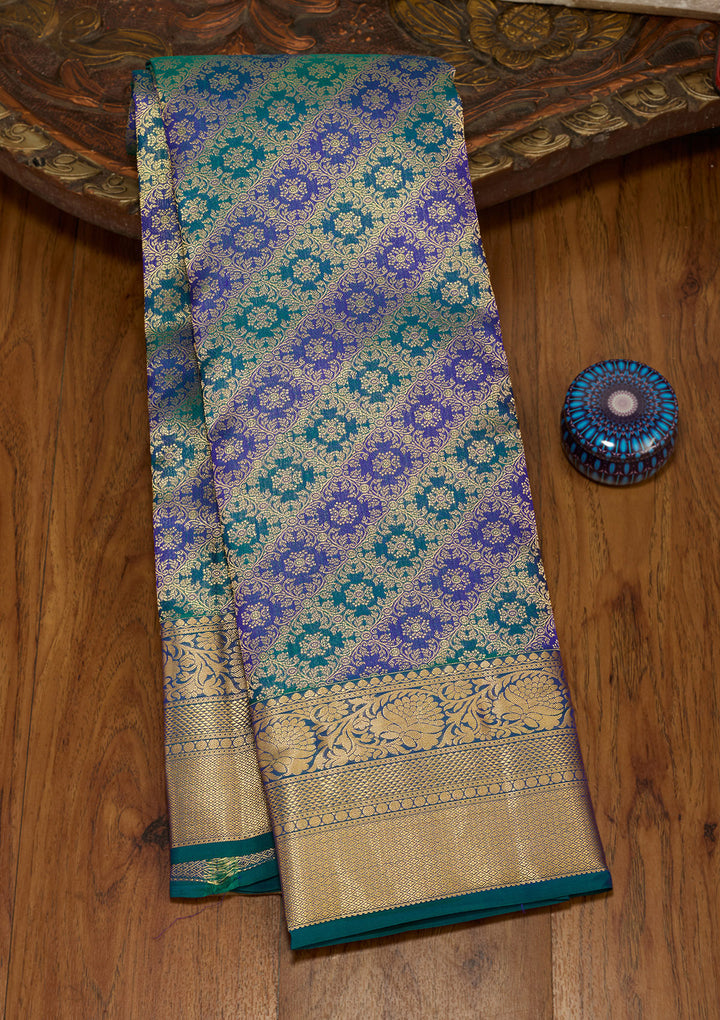 Sky Blue Zariwork (Gold) Silk Saree