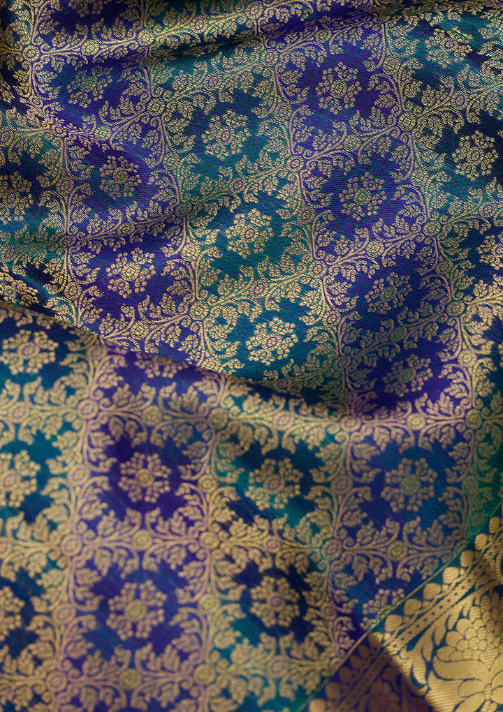 Sky Blue Zariwork (Gold) Silk Saree