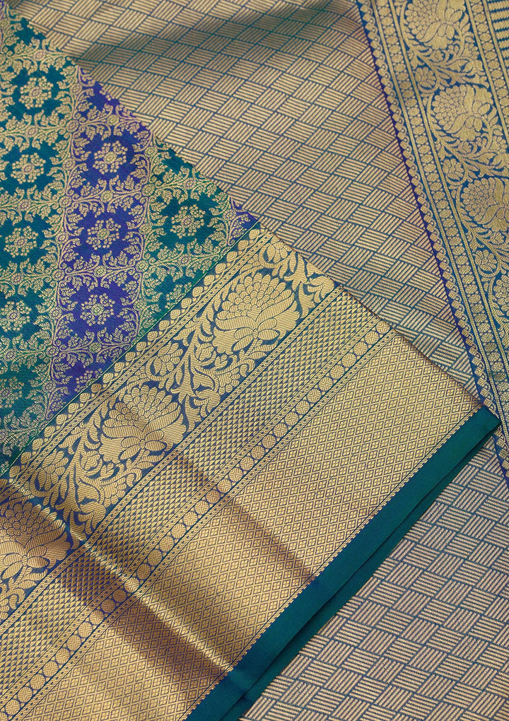 Sky Blue Zariwork (Gold) Silk Saree