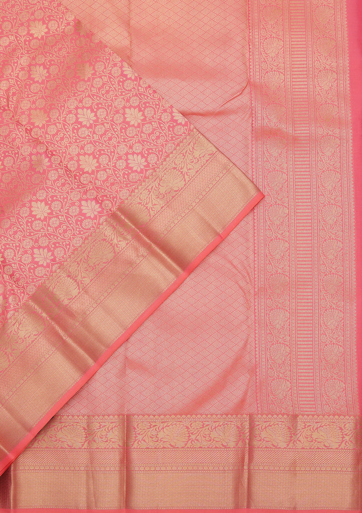Onion Pink Zariwork Pure Silk Saree