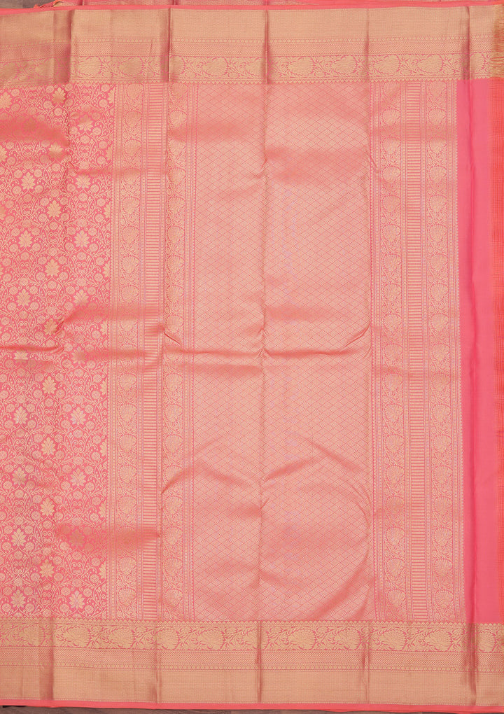Onion Pink Zariwork Pure Silk Saree
