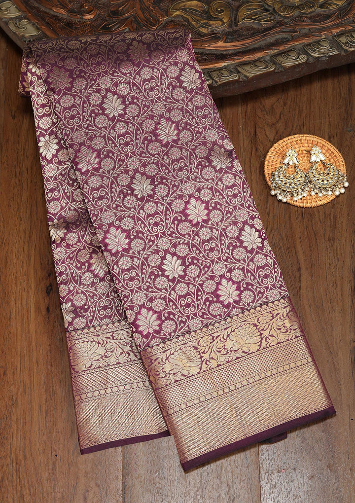 Purple Zariwork Pure Silk Saree