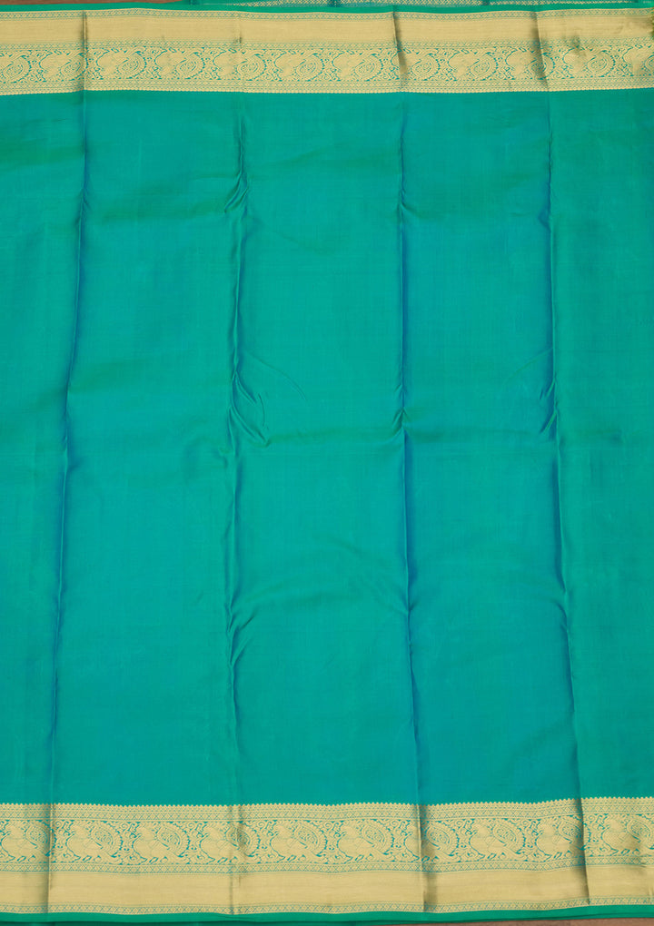 Sea Green Zariwork (Gold) Silk Silk Saree