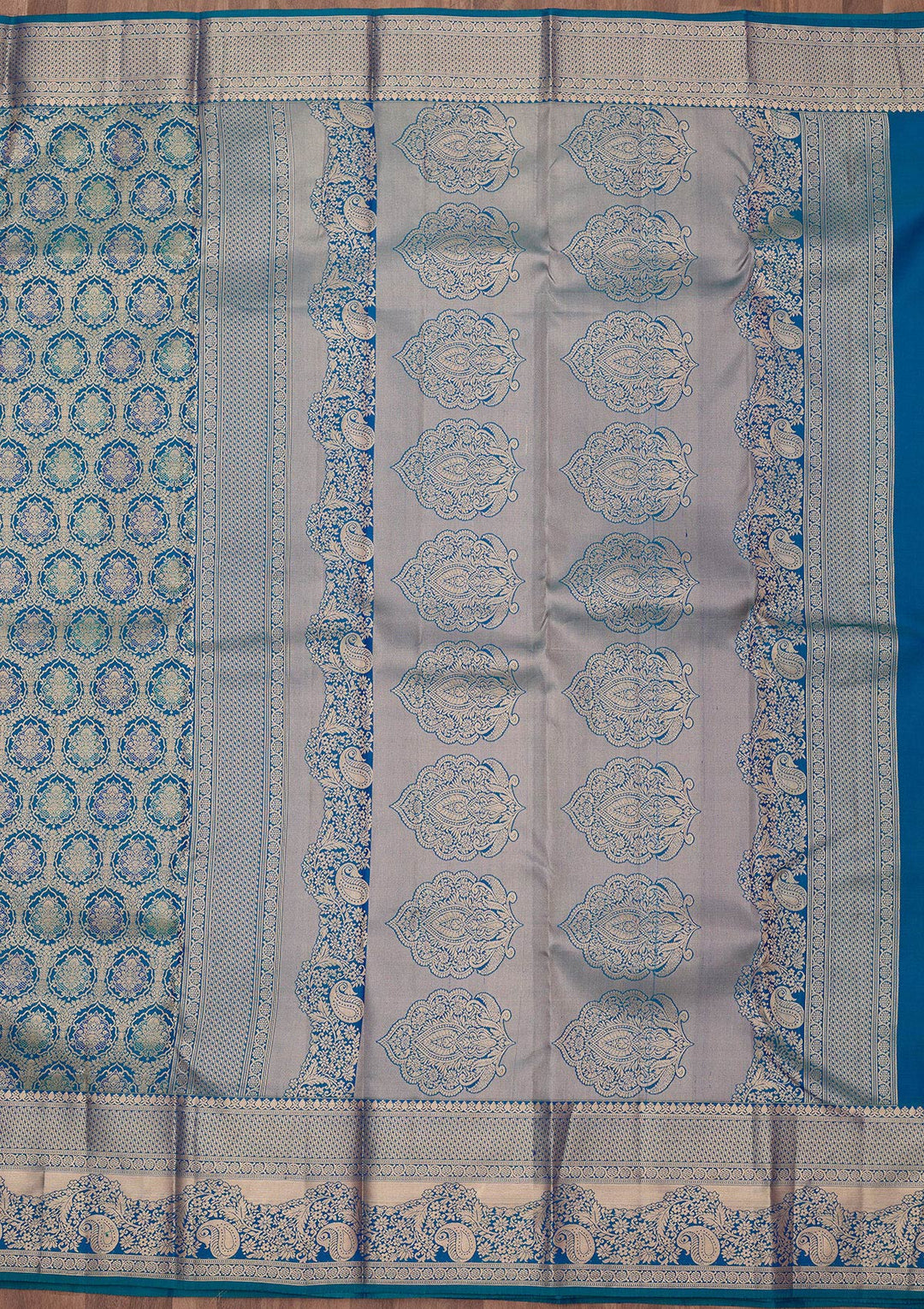 Peacock Blue Zariwork (Gold) Silk Silk_Saree