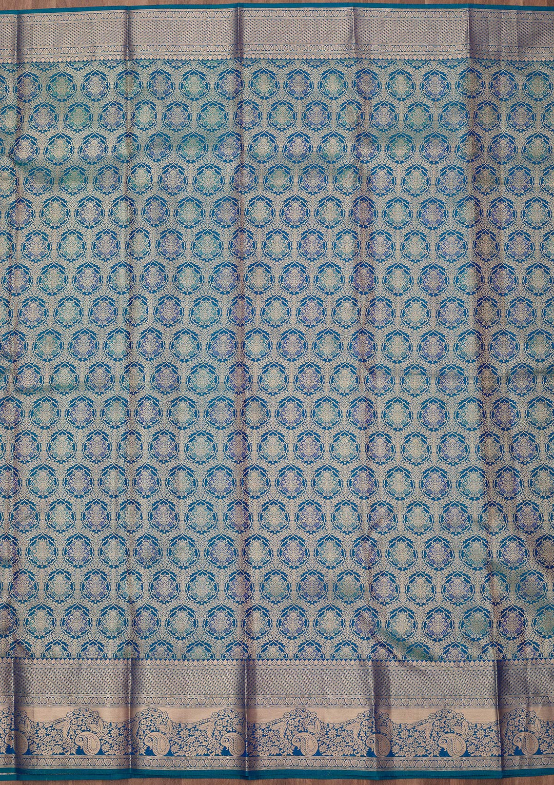 Peacock Blue Zariwork (Gold) Silk Silk_Saree