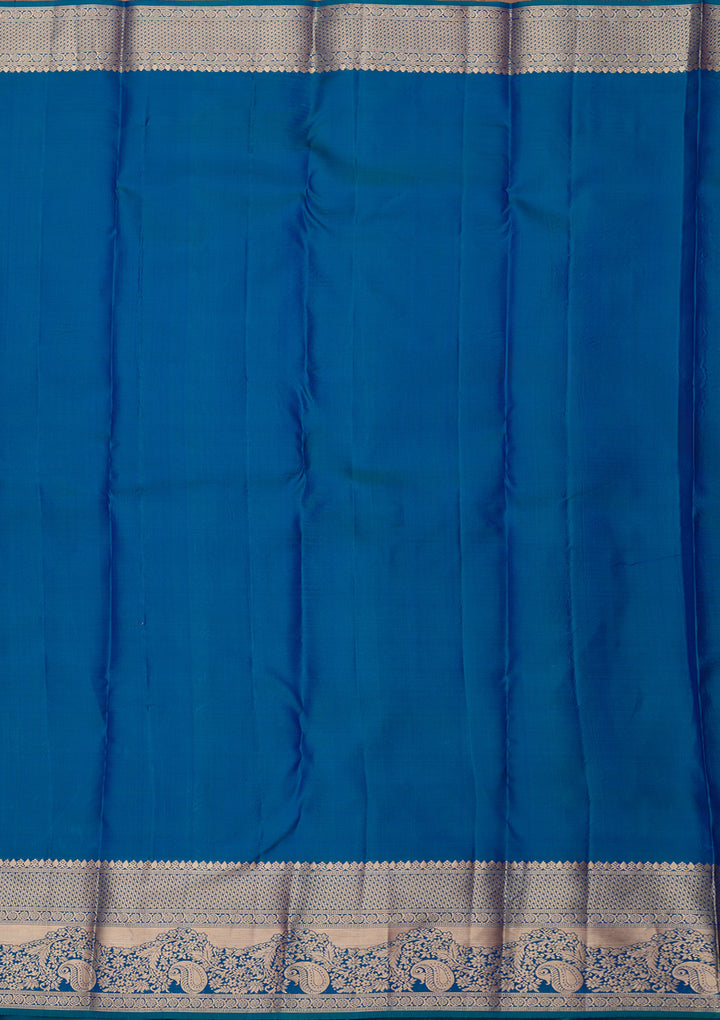 Peacock Blue Zariwork (Gold) Silk Silk_Saree