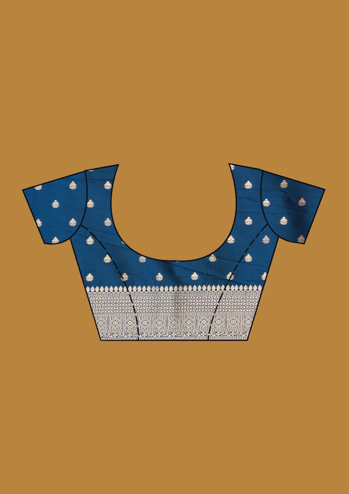 Peacock Blue Zariwork (Silver) Art Silk Silk_Saree