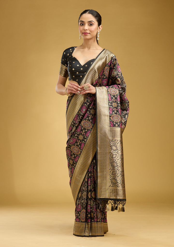 Black Zariwork (Silver) Art Silk Saree