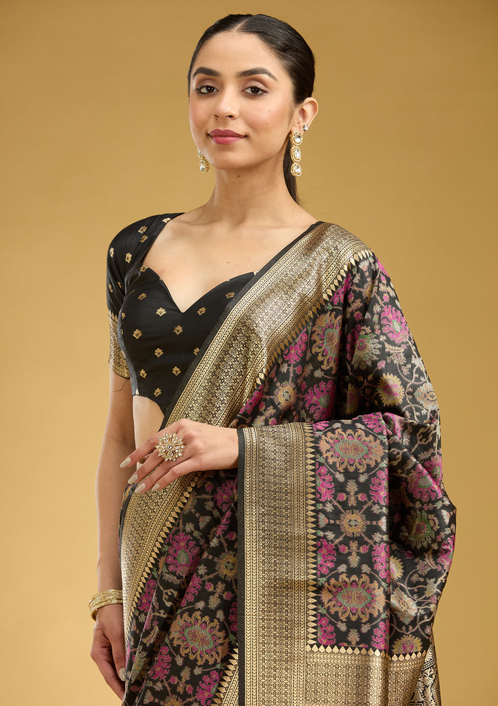 Black Zariwork (Silver) Art Silk Saree
