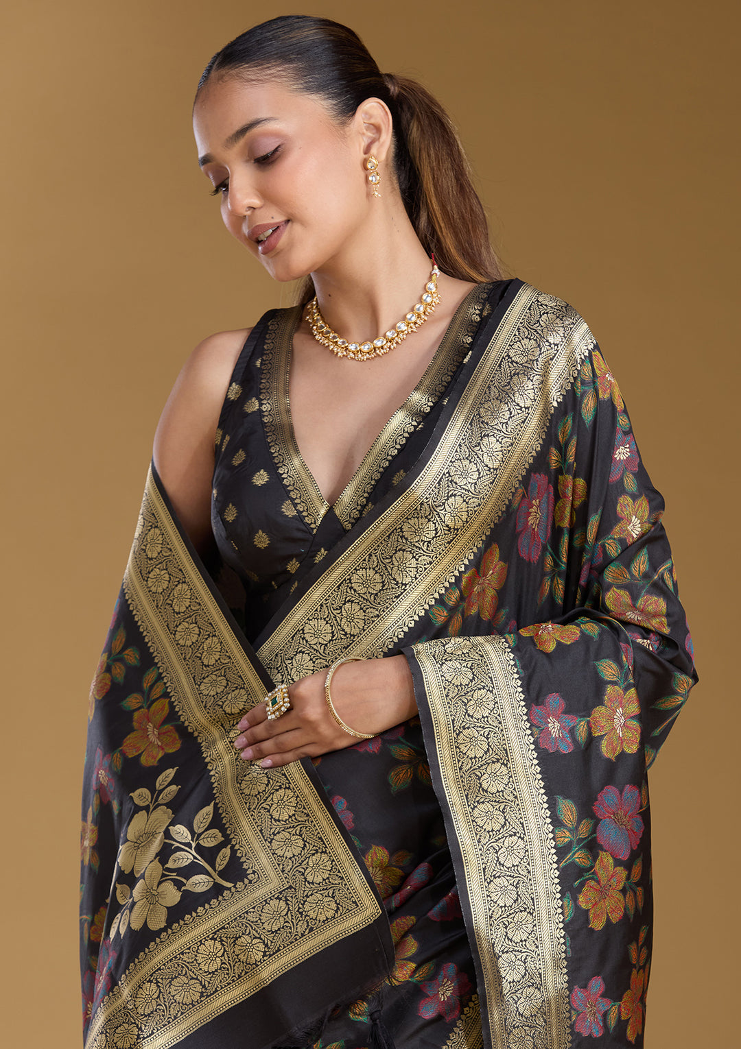 Black Zariwork (Gold) Art Silk Silk_Saree