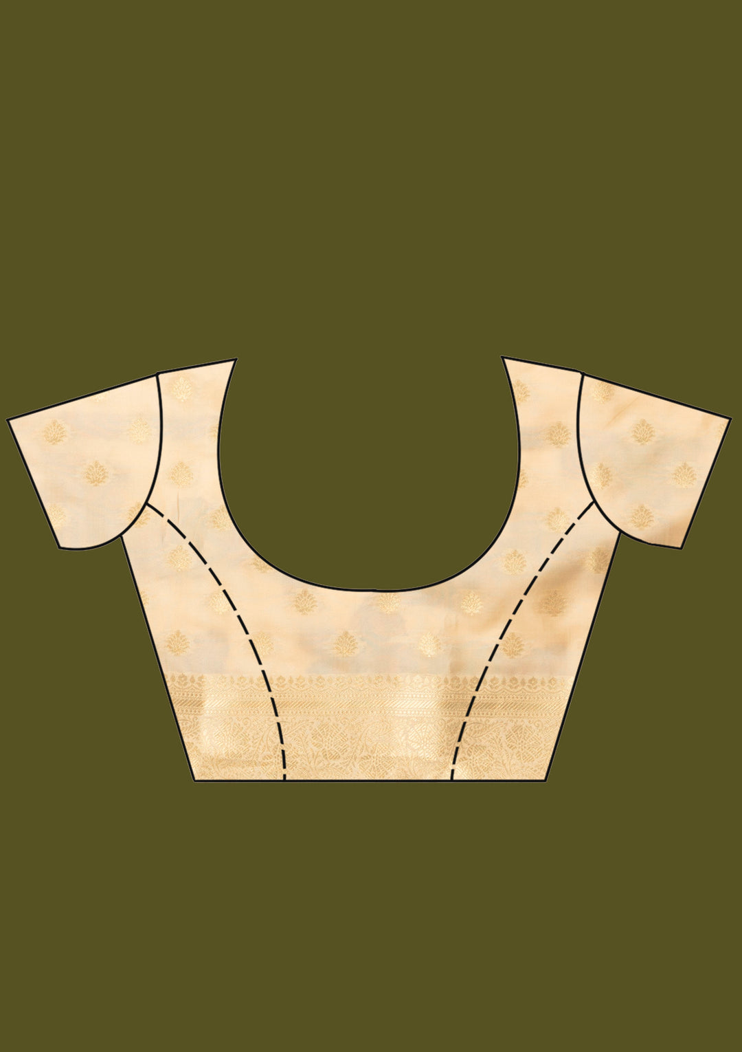 Cream Zariwork (Gold) Art Silk Silk Saree