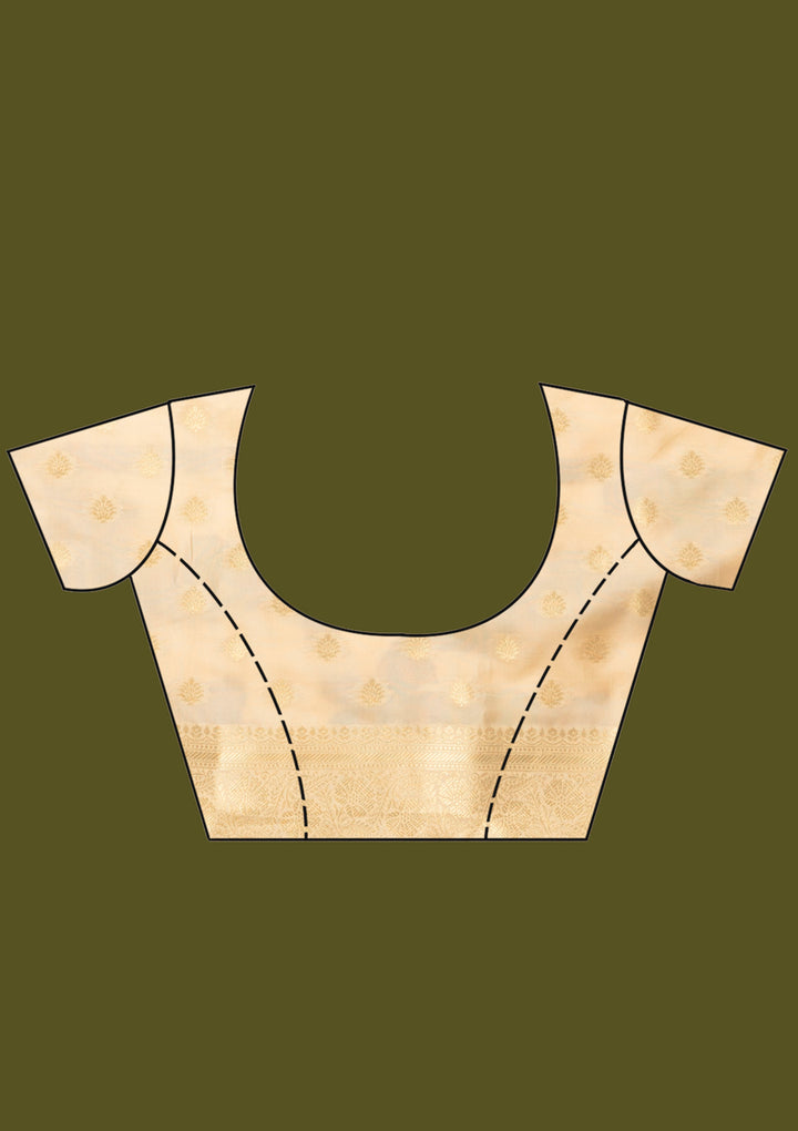 Cream Zariwork (Gold) Art Silk Silk Saree