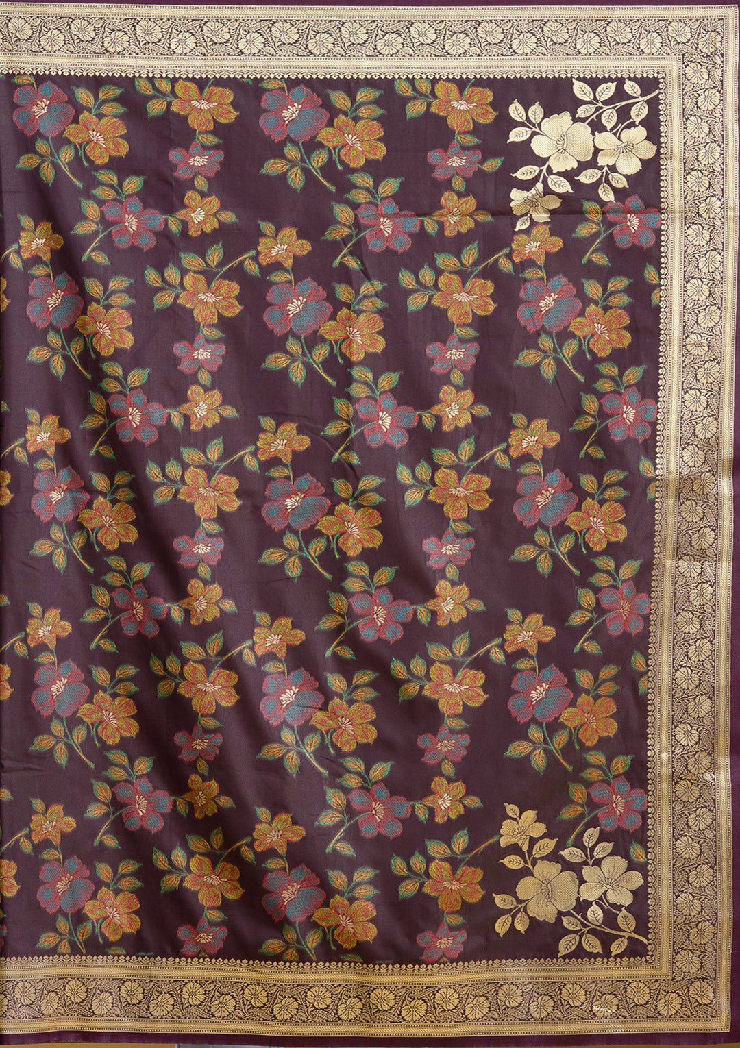 Wine Zariwork (Gold) Art Silk Silk_Saree