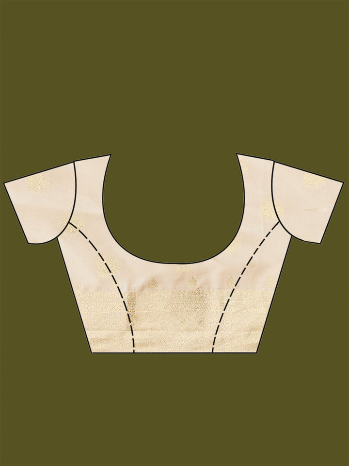 Cream Zariwork (Gold) Art Silk Silk Saree